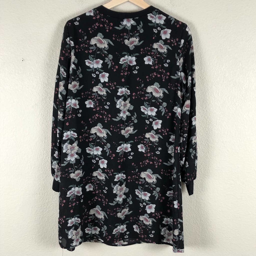Love Reign‎ Dress Black Floral Contrast Racer Stripes Knee Length Size Small
